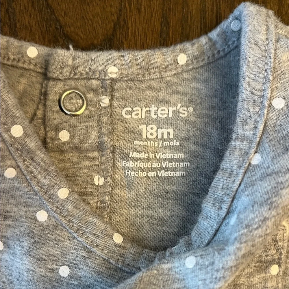 Carter's Gray Polka Dot Diaper Cover with Rainbow Cloud
